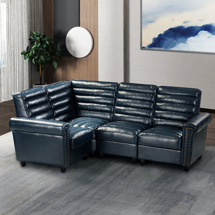 Lark Manor Yahya Faux leather Reversible Modular Corner Sectional